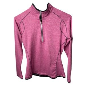 footjoy women’s 1/4 zip long sleeve pullover in heather pink
